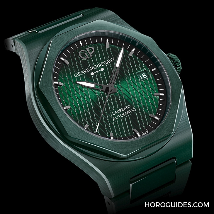 GIRARD-PERREGAUX - LAUREATO - 81010-32-3081-1CX - 英國賽車綠的超激魅力！芝柏表桂冠系列綠色陶瓷腕表阿斯頓·馬丁特別版 42毫米 & 38毫米