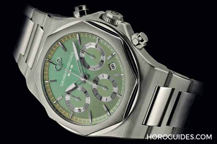 GIRARD-PERREGAUX - LAUREATO - 81020-21-3398-1CM - 虹彩綠面盤耀眼登場：GP芝柏表推出Laureato桂冠系列計時碼錶阿斯頓馬丁限量款