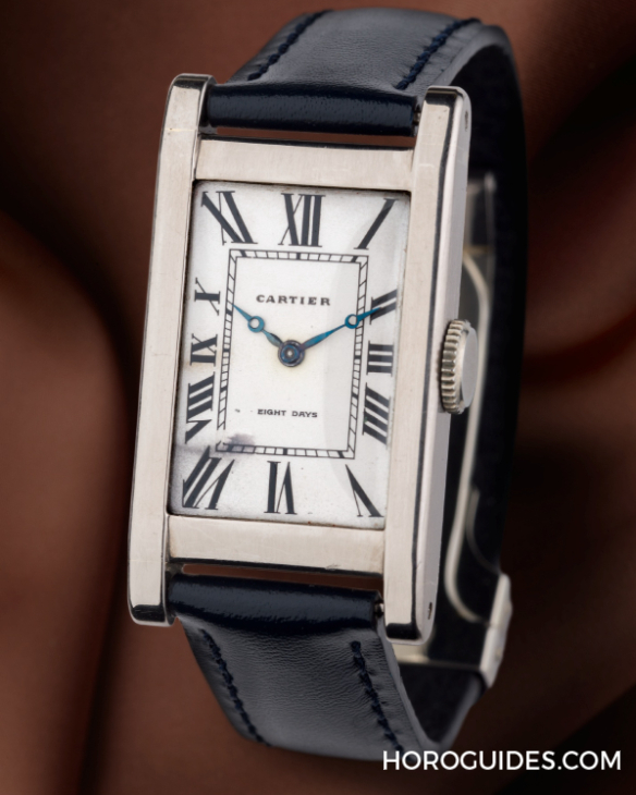 CARTIER - TANK - 罕見古董白金八日鍊Cartier Tank Allongé，現身蘇富比日內瓦拍賣