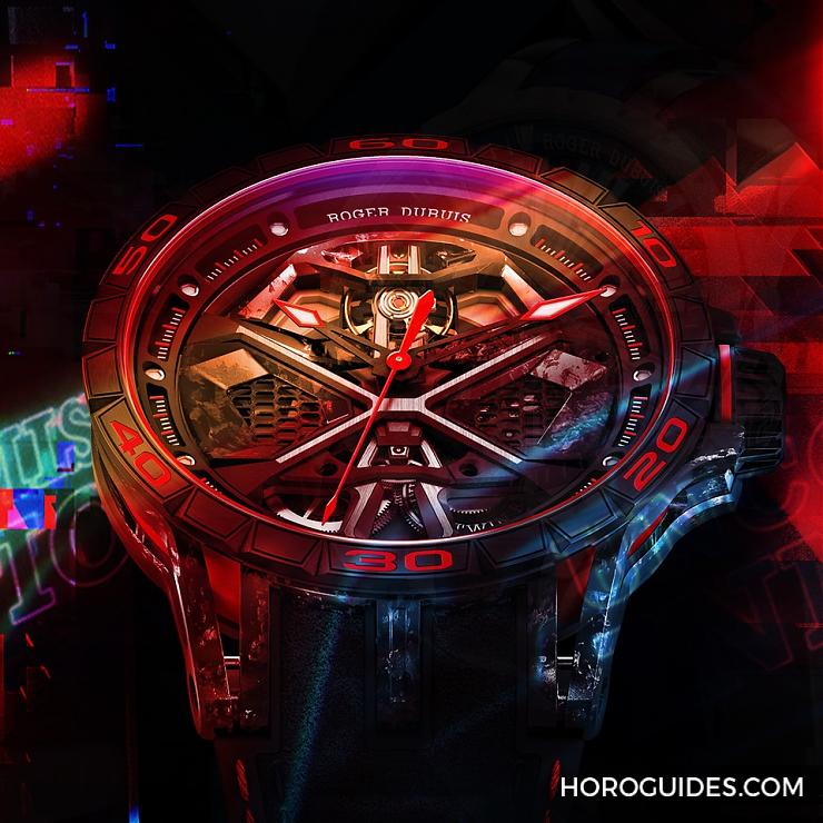 ROGER DUBUIS - EXCALIBUR - RDDBEX0830 - 致虛擬車賽The Real Race!羅杰杜彼Excalibur Huracán Performante鏤空自動上鍊腕錶