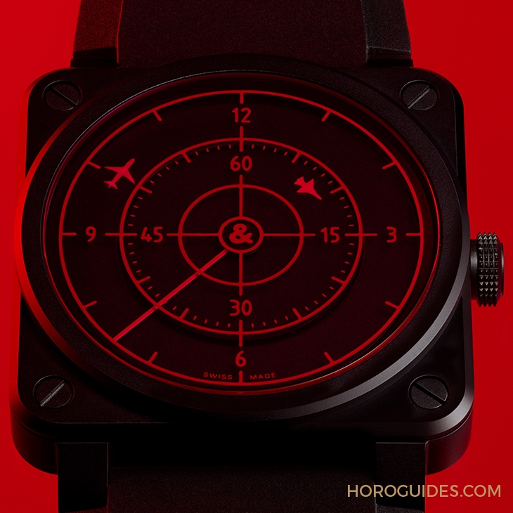 BELL & ROSS - INSTRUMENTS - BR0392-RRDR-CE/SRB - 用飛行雷達指時！BELL&ROSS BR 03-92 Red Radar Ceramic
