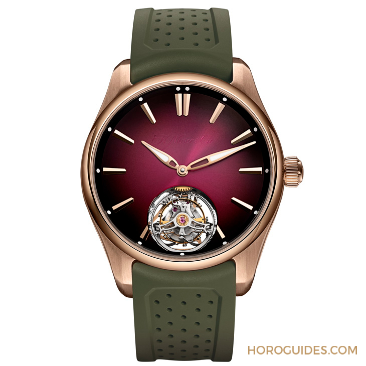 H. MOSER & CIE - PIONEER - 3805-0400 - 錶徑縮小，紅金加持，H. Moser & Cie.推出開拓者陀飛輪酒紅色腕錶