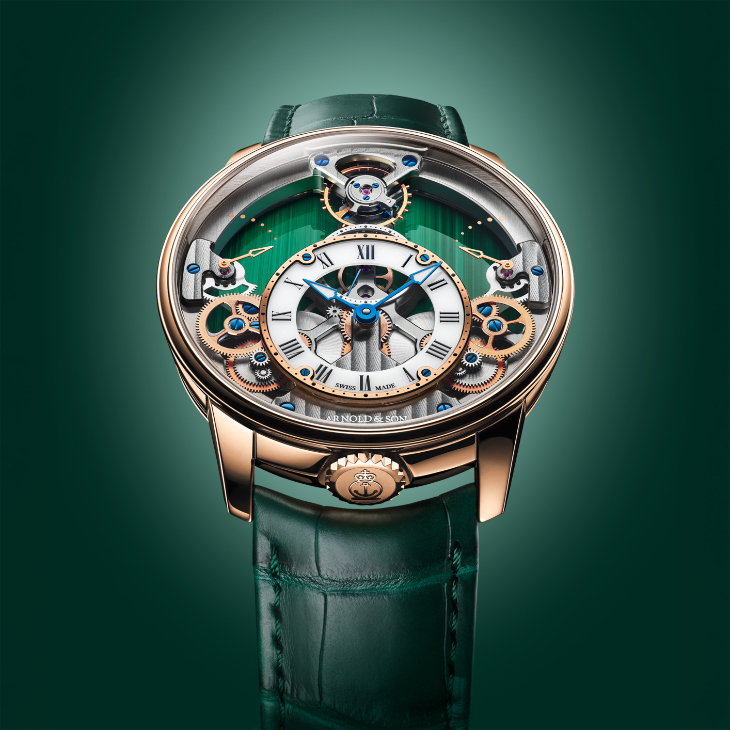 ARNOLD & Son - TIME PYRAMID - 1TPER.F01A.C1250A - 以孔雀石煥新Arnold & Son Time Pyramid的對稱機械美學