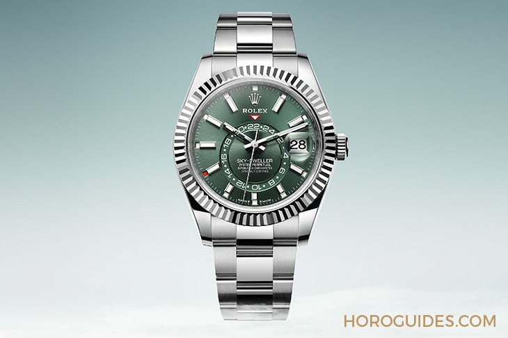 ROLEX - SKY-DWELLER - 336934-0001 - 勞力士天行者Sky-Dweller半金材質推出薄荷綠新色，玫瑰金材質搭配專屬藍綠色錶盤