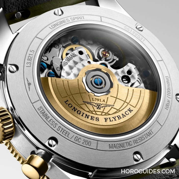 LONGINES - SPIRIT - L3.802.1.53.6 - LONGINES Spirit再掀熱潮!Spirit Zulu Time鈦金屬腕錶與計時碼錶間金新色登場