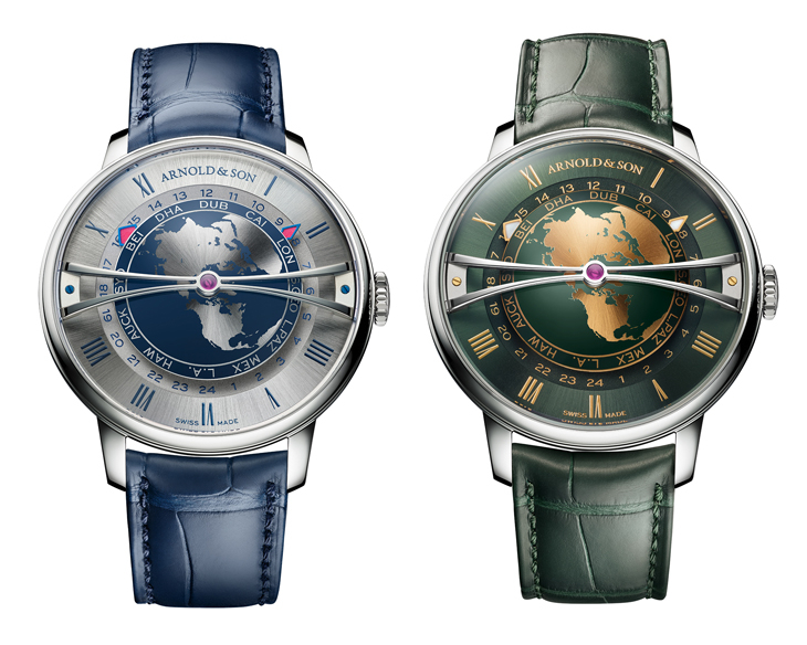 ARNOLD & Son - GLOBETROTTER - 1WTBS.K01A.C0263S - 藍綠交響，精巧寰宇｜ARNOLD & SON推出兩款Globetrotter 42不鏽鋼限量版