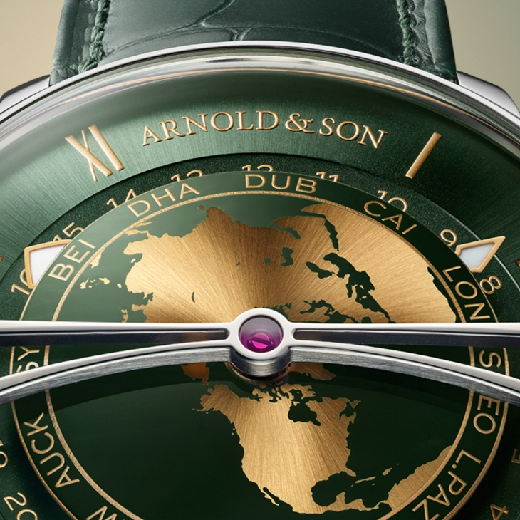 ARNOLD & Son - GLOBETROTTER - 1WTBS.K01A.C0263S - 藍綠交響，精巧寰宇｜ARNOLD & SON推出兩款Globetrotter 42不鏽鋼限量版