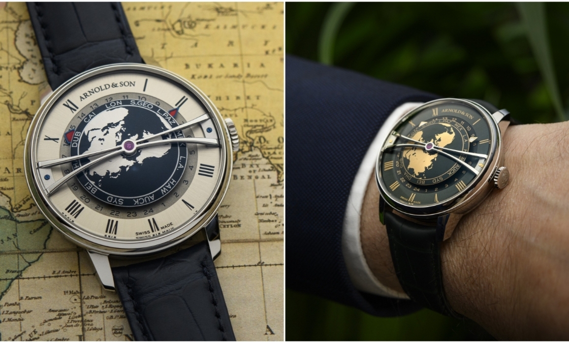 ARNOLD & Son - GLOBETROTTER - 1WTBS.K01A.C0263S - 藍綠交響，精巧寰宇｜ARNOLD & SON推出兩款Globetrotter 42不鏽鋼限量版