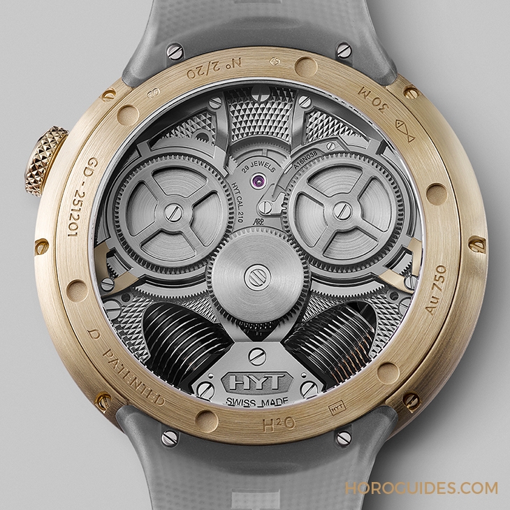 HYT - H20 - 251-GD-465-RF-RU - Pre-SIHH 2019 HYT-專利微型流體模組+特製APRP機械機芯＝H20 »TIME IS FLUID«