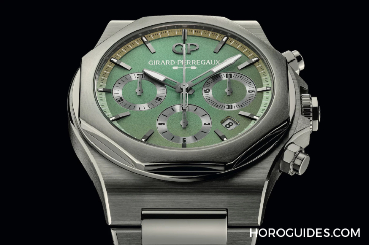 GIRARD-PERREGAUX - LAUREATO - 81020-21-3398-1CM - 虹彩綠面盤耀眼登場：GP芝柏表推出Laureato桂冠系列計時碼錶阿斯頓馬丁限量款