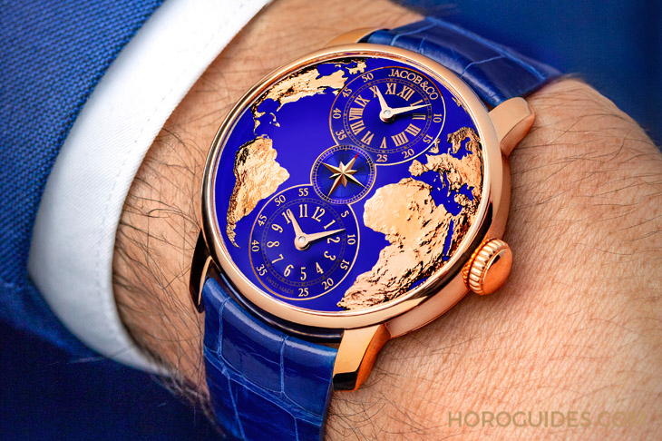 JACOB & CO. - HIGH JEWELRY MASTERPIECES - DT100.40.AA.AA.ABALA - 用最美的克萊因藍,圓一個志向高遠的夢:Jacobs & Co. The World is Yours兩地時間腕錶