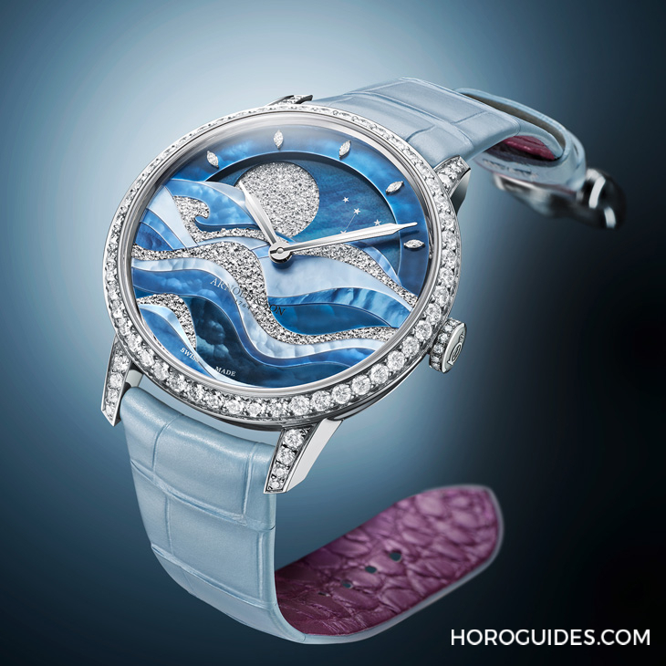 ARNOLD & Son - PERPETUAL MOON - 1GLMW.Z04A.C284A - Arnold & Son招牌超大月相窗以釕晶體形塑又美又魔幻的夜色美學｜恒久月相38午夜潮汐腕錶