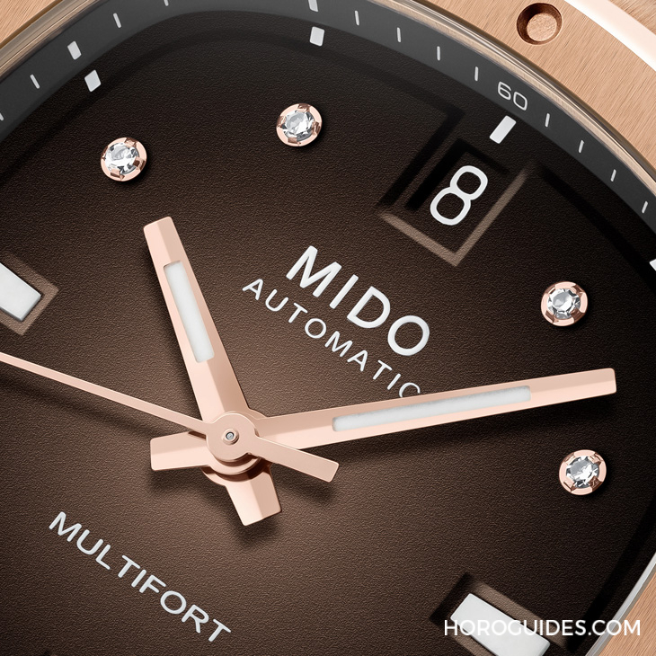 MIDO - MULTIFORT - M049.526.37.291.00 - 電視機殼型復古摩登魅力再襲,MIDO先鋒系列TV腕錶以漸變巧克力色面盤溫暖深冬
