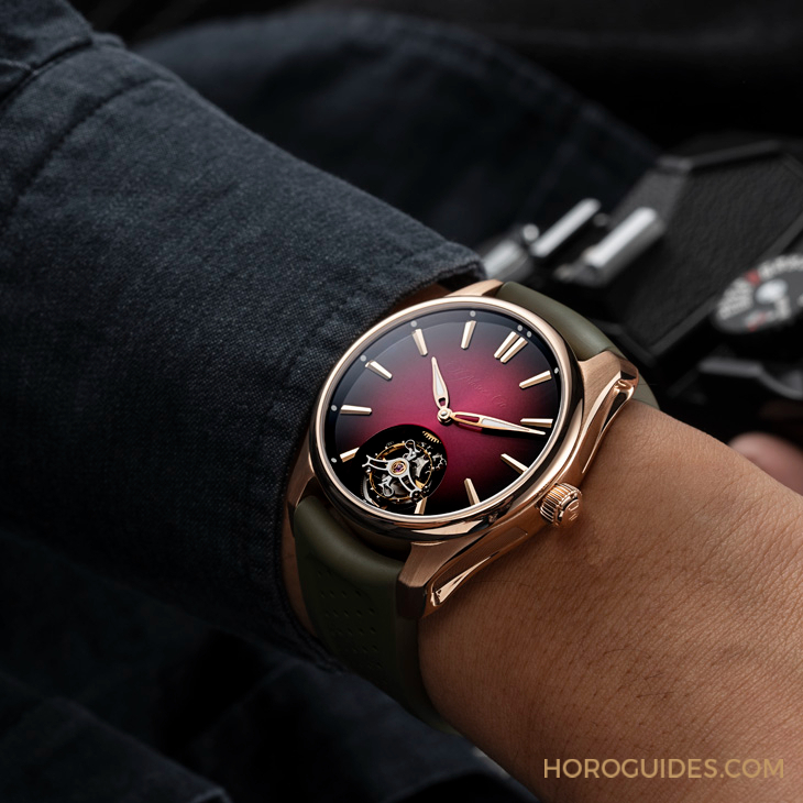 H. MOSER & CIE - PIONEER - 3805-0400 - 錶徑縮小，紅金加持，H. Moser & Cie.推出開拓者陀飛輪酒紅色腕錶