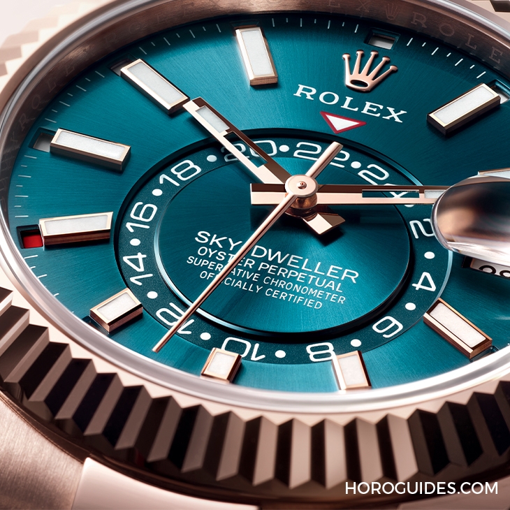 ROLEX - SKY-DWELLER - 336934-0001 - 勞力士天行者Sky-Dweller半金材質推出薄荷綠新色，玫瑰金材質搭配專屬藍綠色錶盤